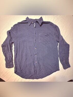 2000s Vintage Hi-Low Hem Grid Flannel L Y2K
